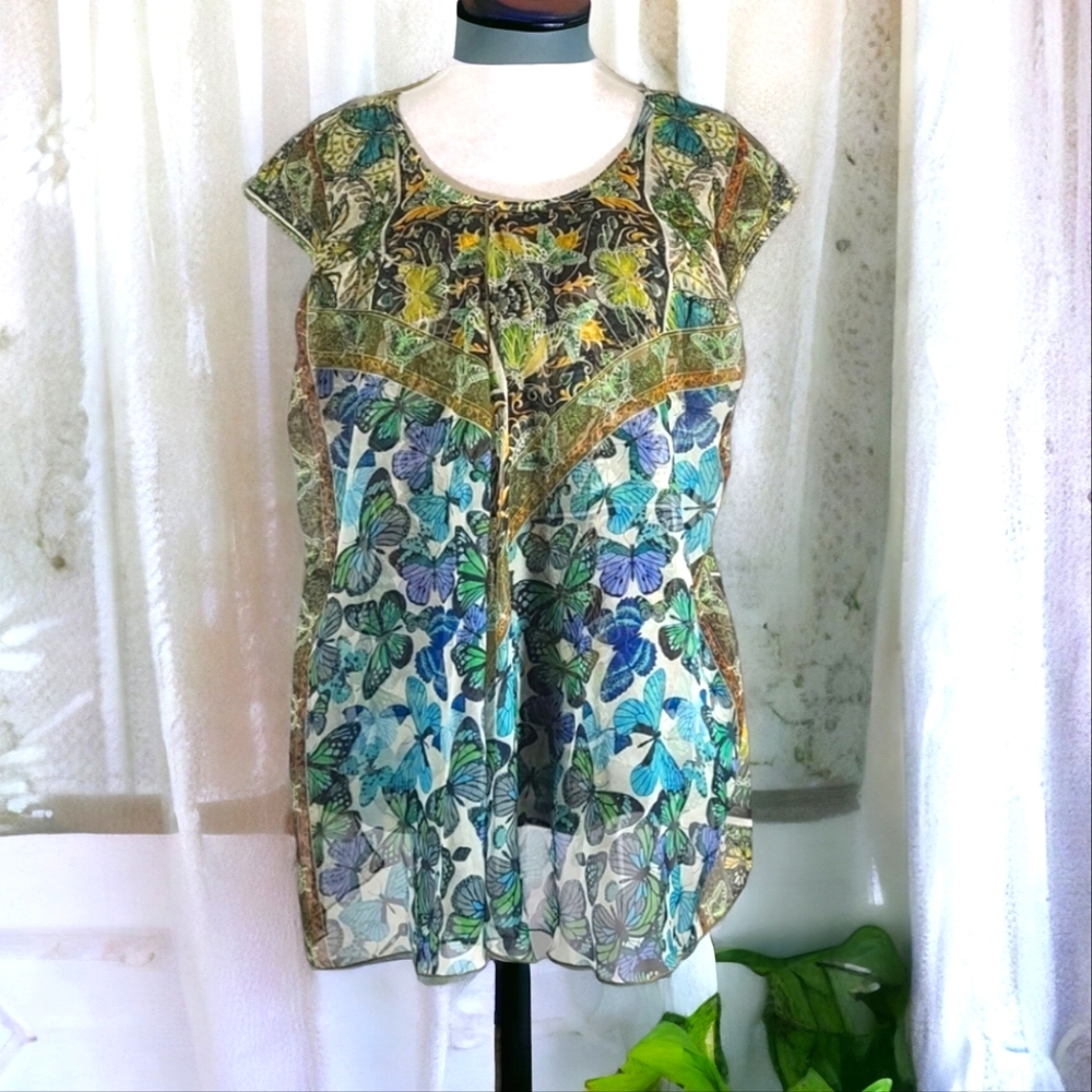 Energie Women's Sleeveless Flowy Butterfly Top Size Large